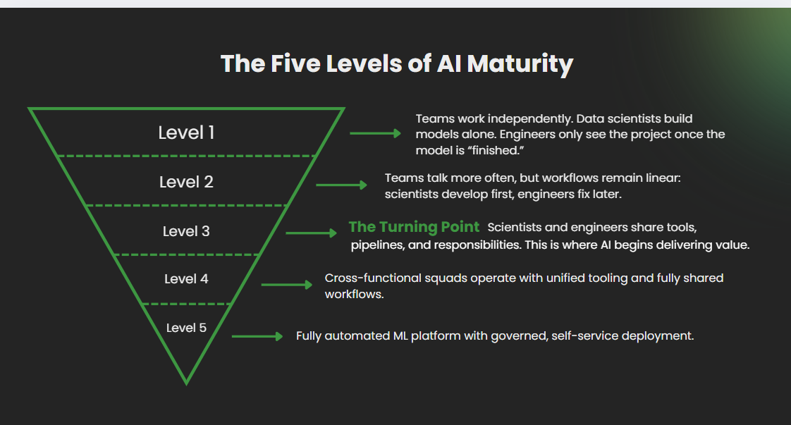 visualization of the 5-level progression with Level 3 marked as critical threshold